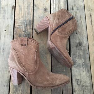 Handmade in Italy Suede Ankle Heeled Boots EUC